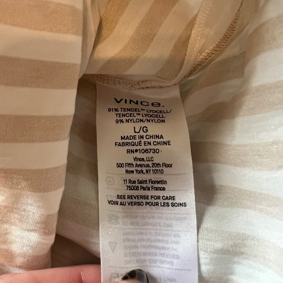 NWT Vince  Coastal Stripe Shaped-Collar Shirt size large tan and white stripe - Picture 6 of 6